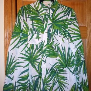 Michael Kors Printed Long Sleeve Button Up Top